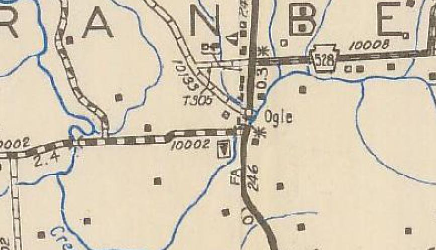 Ogle portion of the 1941 Butler County map